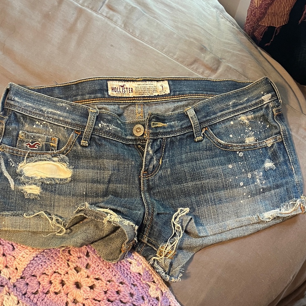 Hollister Blue Ripped Denim Shorts